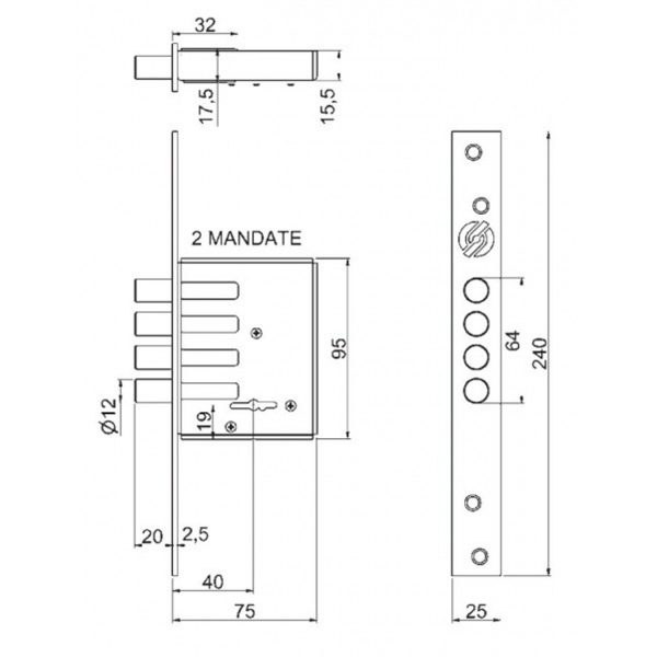 Securemme Z2025 Serratura doppia mappa laterale mm 403