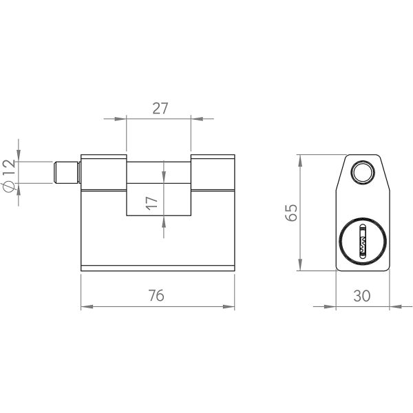 Lucchetto Scudo 4980/C Monoblocco mm 76