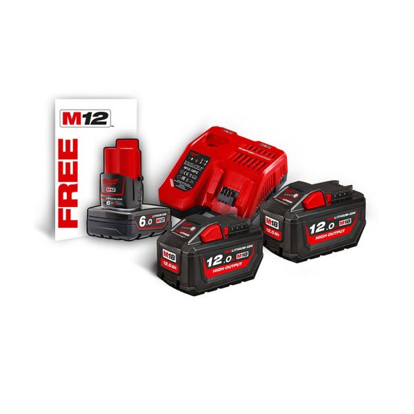 Milwaukee 4933464261 M18 HNRG-122 Energy Kit 18V 12.0AH batteria + 12V 6.AH Extra