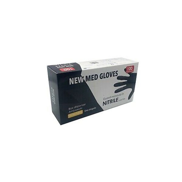 Guanti in nitrile nero senza polvere New Med Basic 100 pz  – TG L