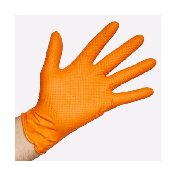 Guanti in nitrile arancio New Med Diamond senza polvere 50 pz  – TG XL